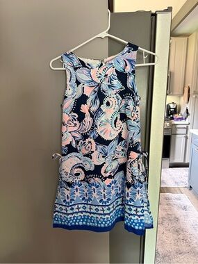 Lilly Pulitzer Navy Mini Dress with Pink & Light Blue Paisley
